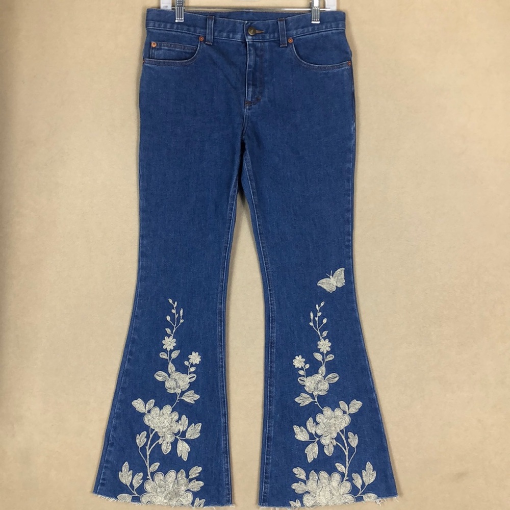 Gucci XX Floral Embroidered Flared High Rise Jeans RX722 Women’s size 27